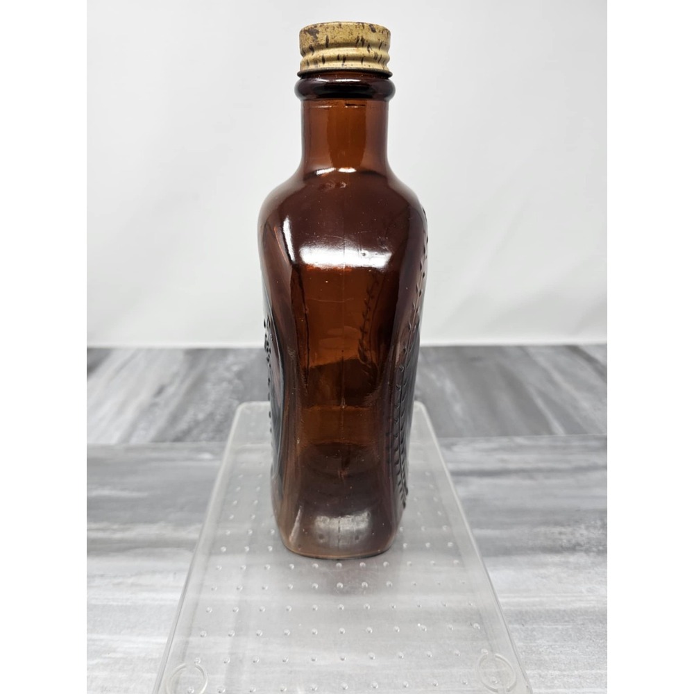 Vintage amber / Brown Glass Spirit Of 1776 Log Cabin‎ Syrup Bottle Commemorative - Picture 4 of 5